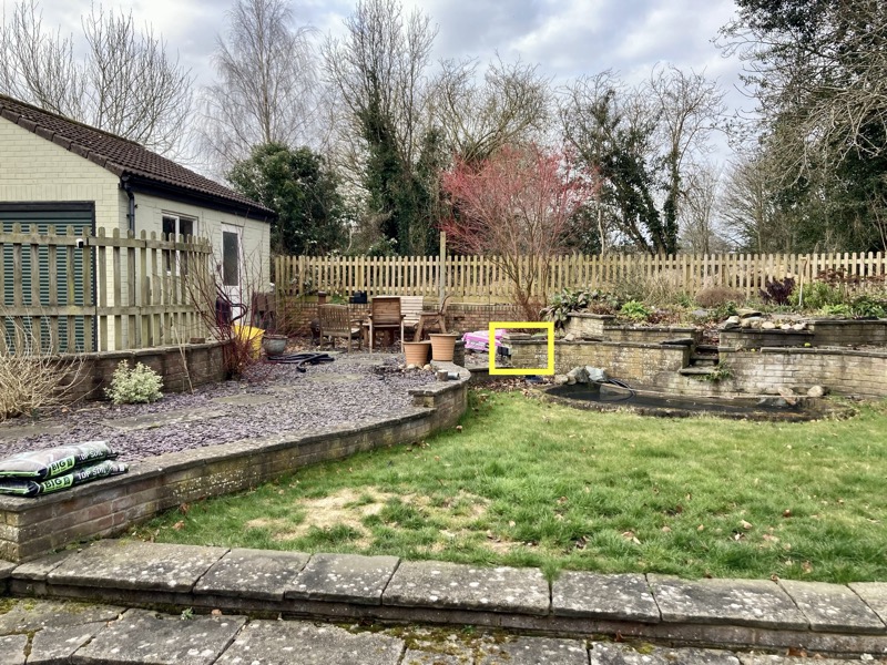 The site. The yellow box indicates the wall which might need moving.